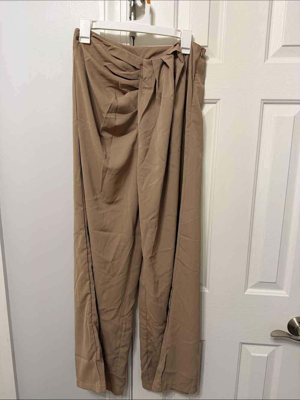 SHEIN Taupe Draped Tie-Waist Chinos